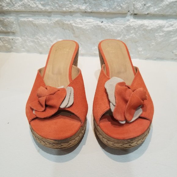 Orange Suede cork mules - Picture 2 of 5